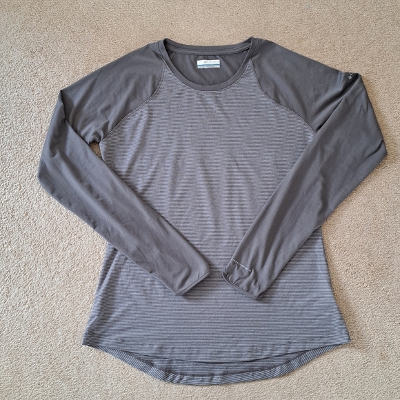 Columbia Active Top Women's Medium Grey Stripes Long Sleeved Tee - Picture 12 of 12